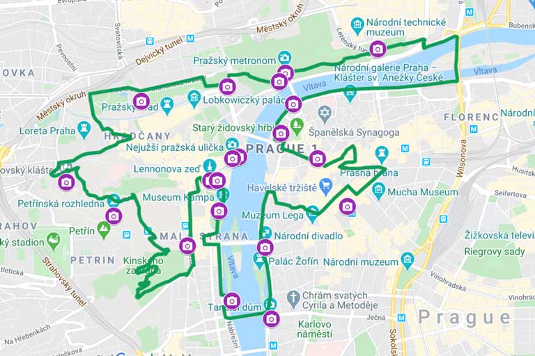 Prague ebike 3 h tour map