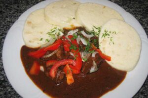 Beef goulash with dumplings