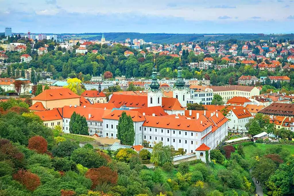 View of Strahov Monastery in Prague, Czechia